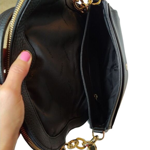 Calvin Klein Black and Gold Chain Saddle Tassel Handbag - Picture 6 of 14